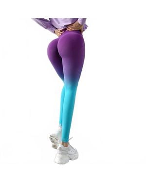 Rockstar Peach Ode To Ombre Sculpting Leggings - Purple
