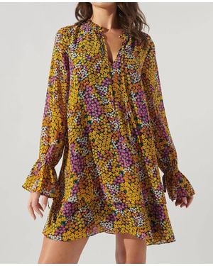 Sugarlips Hitachi Floral Karyssa Double Layer Trapeze Dress - Brown