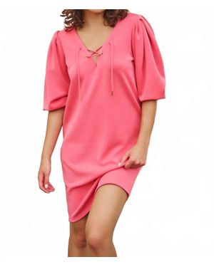 EsQualo Delia V-Neck Dress - Pink