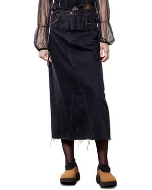 Moon River Cotton Studded Midi Skirt - Black