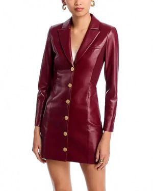 Alice + Olivia Michelle Fitted Vegan Leather Mini Blazer Dress - Red