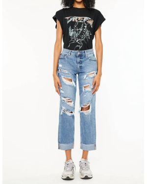Kancan Delta Mid Rise Boyfriend Jeans - Blue