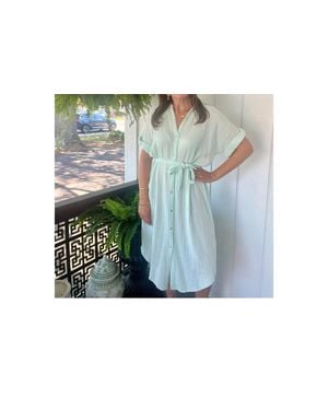 Sundry Gauze Shirt Dress - Green