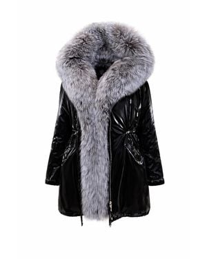 Alaska® Outerwear Genuine Fox Fully Lined Hood Rabbit Insulated Parka - Gray
