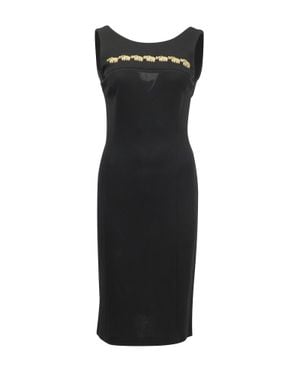 ESCADA Sleeveless Elephant Embroidered Rayon Dress - Black