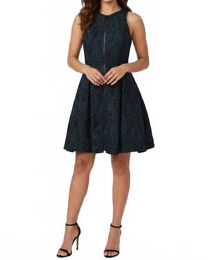 Ali Ro Jacquard Front-Zip Fit And Flare Party Dress - Black