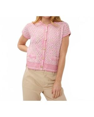EsQualo Short Sleeve Cardigan - Pink