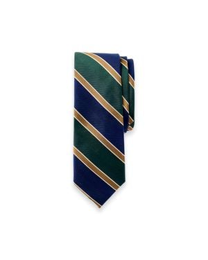 Paul Fredrick Stripe Woven Silk Tie - Blue