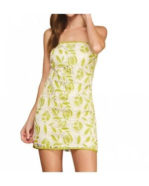 Strut & Bolt Contrast Floral Lace Crochet Mini Dress - Yellow