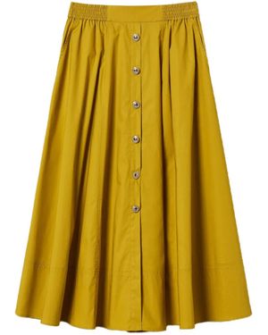 Twinset Midi Flared Button Down Front Skirt - Yellow