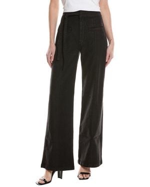 Hudson Jeans Tie-Waist Pintucked Linen-Blend Trouser - Black