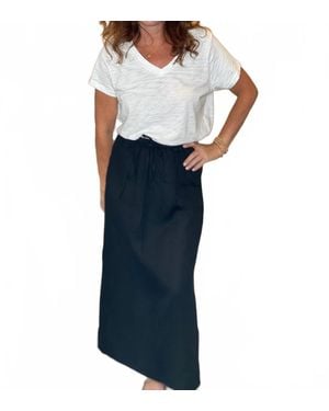 Pure Amici Long Linen Skirt - Blue