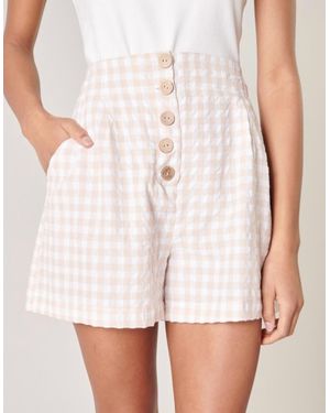 Sugarlips Piedra Gingham High Waisted Shorts - White