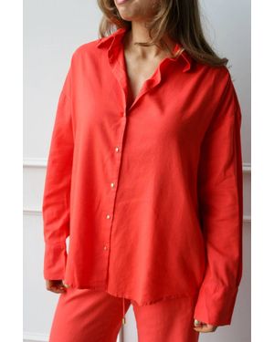 Elan Button Front Lounge Top - Red