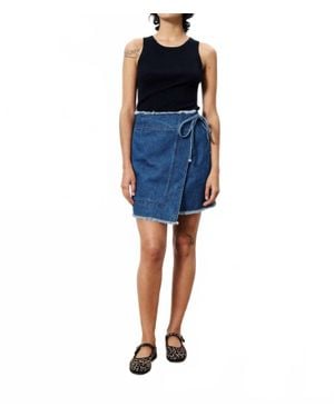 FRNCH Nise Denim Wrap Mini Skirt - Blue