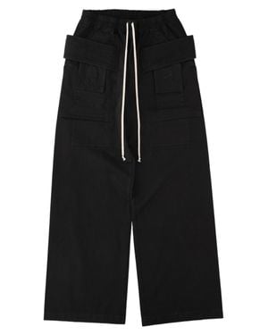 Rick Owens Contrast Drawstring Wide-Leg Cotton Pants - Black