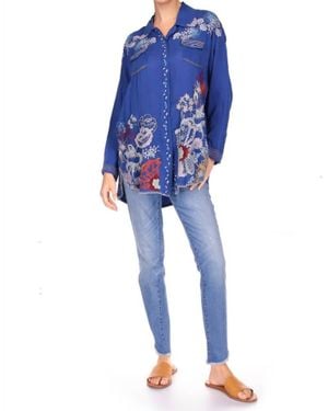 Johnny Was Tocayu Tunic Top - Blue
