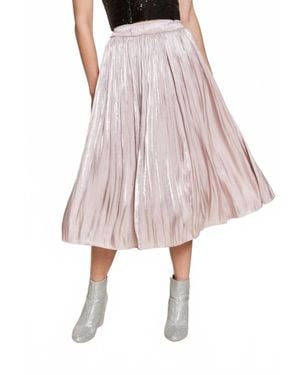 J.Nna Metallic Pleated Midi Skirt - Pink