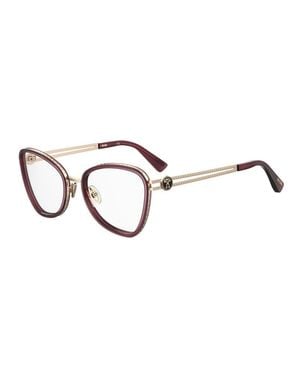 Moschino Eyeglasses Cat Eye Full Rim, Burgundy Frame And Clear Demo Lenses Lens Mos5840Lhf00 - Metallic