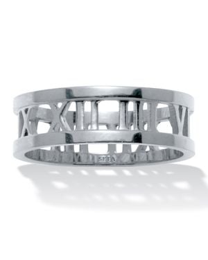Palmbeach Jewelry Roman Numeral Stainless Steel Ring - Metallic