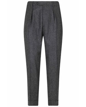 Berwich Dark Chiaia Herringbone Wool Pants - Gray