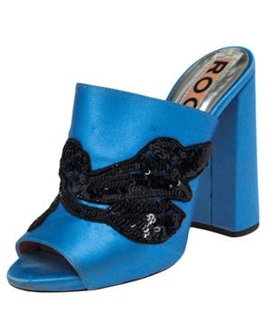 Rochas Satin Embellishment Mule Sandals - Blue