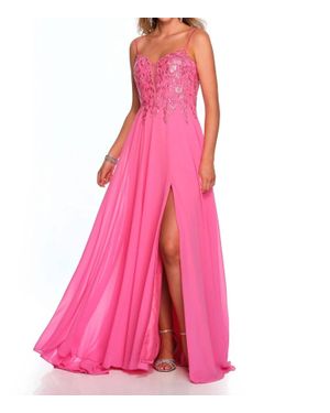 Dave & Johnny Flowy Skirt Prom Dress - Pink