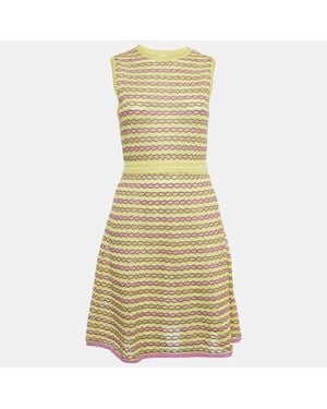 Missoni Patterned Lurex Knit Sleeveless Short Dress - Yellow
