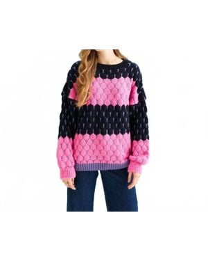 Cara & The Sky Marissa Stripe Bubble Stitch Sweater - Black