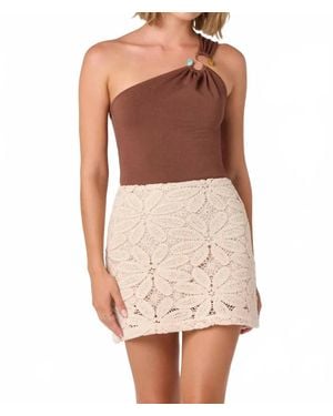 Astr Medina Crochet Mini Skirt - Brown