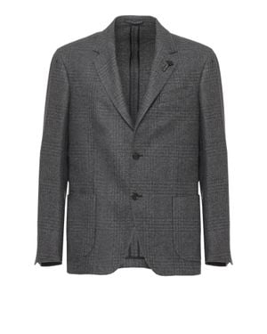 Lardini Dark Tailored Wool Jacket With Classic Lapel - Gray