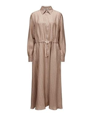 Herno Silk Shirt Waist Belt Midi Dress - Brown