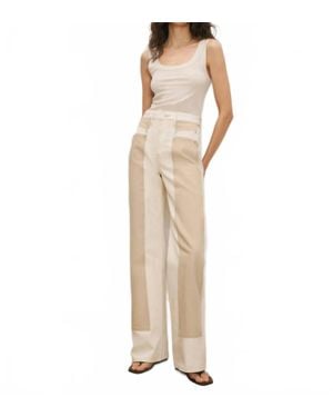 Veronica Beard Taylor Color Block Wide Leg Jean - Natural