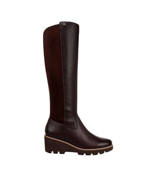 Vionic Ashland Knee High Wedge Boot Chol Ganache J0749M1201 - Brown