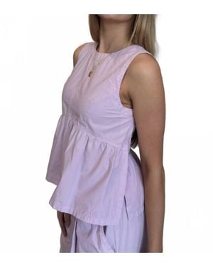 Stateside Poplin Peplum Sleeveless Top - Purple
