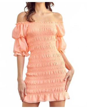 Mustard Seed Tiered Sleeve Smocked Mini Dress - Orange