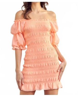 Mustard Seed Tiered Sleeve Smocked Mini Dress - Orange