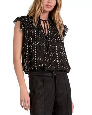 Elan Metallic Clip Dot Top - Black