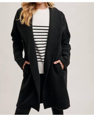 Bluivy Longline Open Front Knit Coat - Black