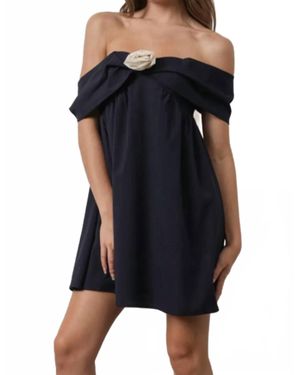 Pretty Garbage Rosette Off Shoulder Mini Dress - Black