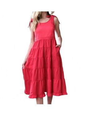 Hailey & Co Shoulder Tie Tiered Maxi Dress