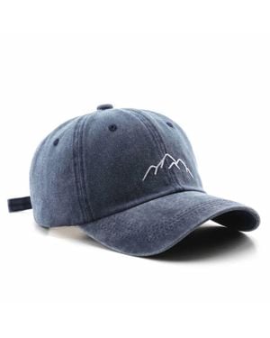 ACCITY Vintage Washed Distressed Mountain Embroidery Cap - Blue