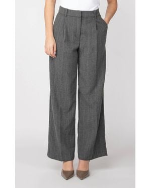 Dex Wide Leg Pinstripe Trouser - Gray
