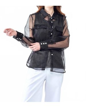 Insight Sheer Organza Solid Blouse - Blue