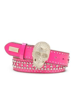 Philipp Plein Belt Skull Crystal - Pink