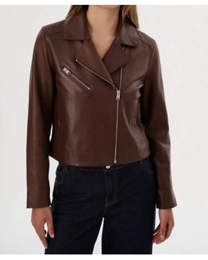 Lamarque Valeria Leather Biker Jacket - Brown
