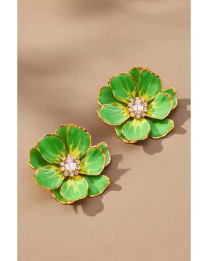 The Pink Reef Handpainted Earrings - Green