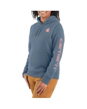 Carhartt Clarksburg Hoodie Thundercloud Graphic Long Sleeve Posh285 - Blue