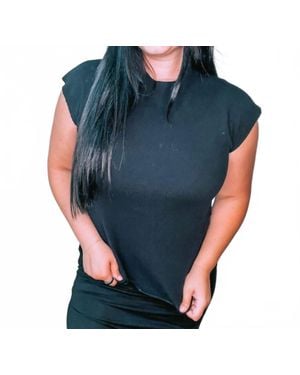 WASABI + MINT Sleeveless Side Gathering Mock Knit Top - Blue