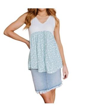 Lovely Melody Whoopsie Daisy Floral Peplum Tank - Blue